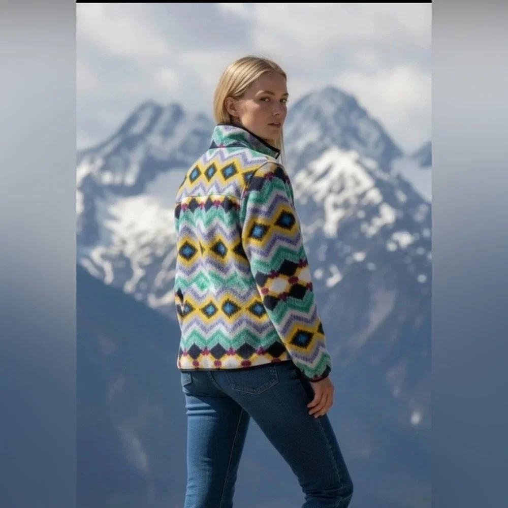 Patagonia Vintage Synchilla Fleece Snap-T Women’s XL Timber Twist Aztec Pullover - Picture 2 of 7